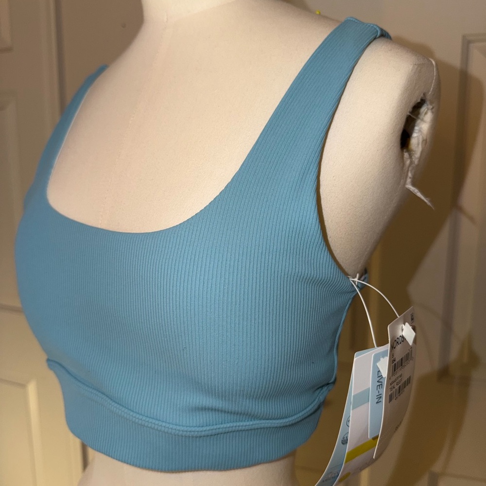 Zella Ribbed Scoop Sports Bralette in Light Blue